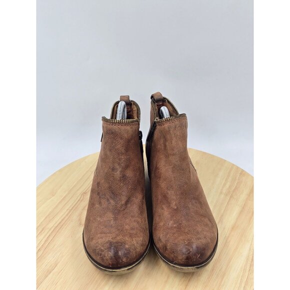 Lucky Brand Womens Basel Ankle Booties Brown Leather side Zip Sz 7M - Picture 3 of 8